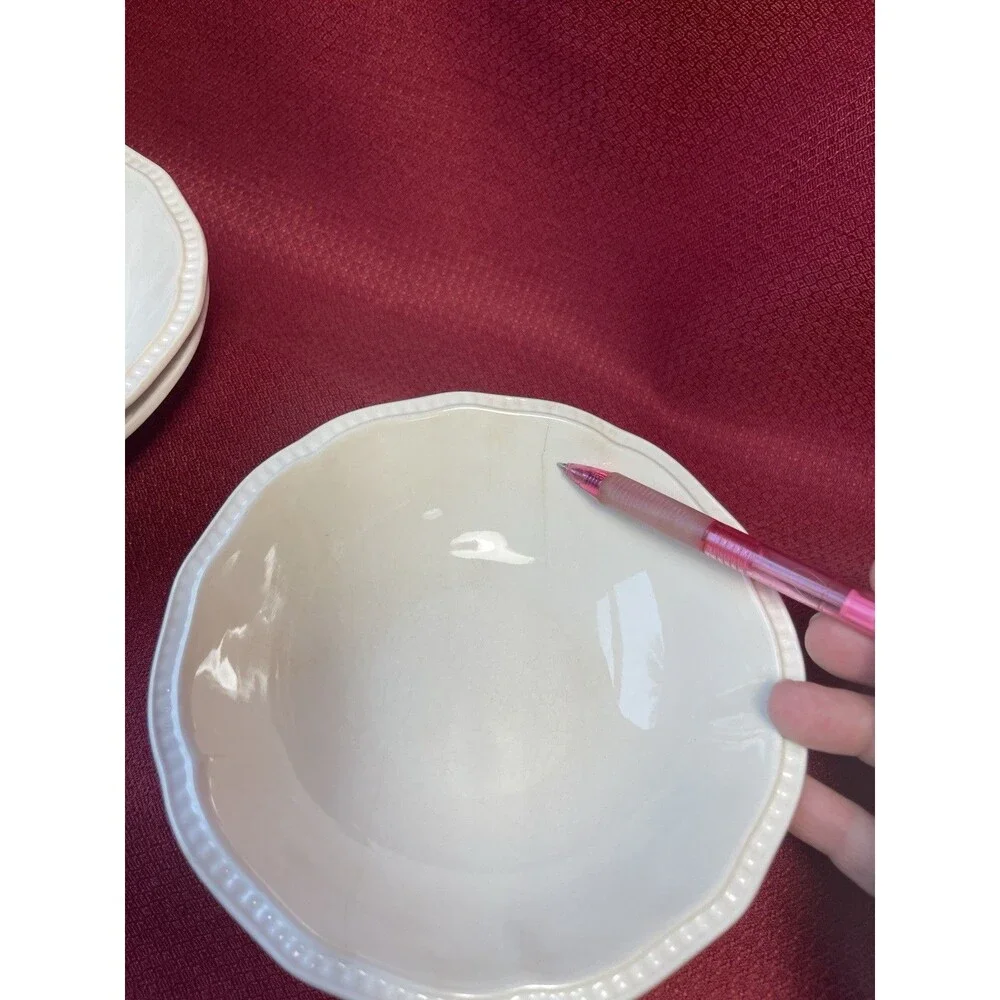 Kensington Ironstone Bowl Set, 4-Piece White Glossy Scalloped 7